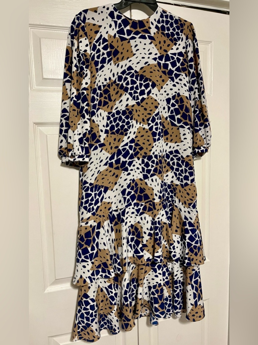 Vintage Serbin by Marianne Layered Ruffle Hem Bubble Sleeve Dress, size 10